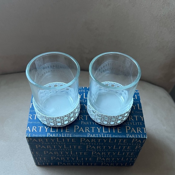 New in box. White pierced tea light holders. Set of two. PartLite. - Picture 2 of 3